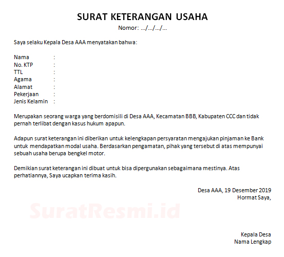 Detail Contoh Surat Izin Usaha Dari Kepala Desa Nomer 9