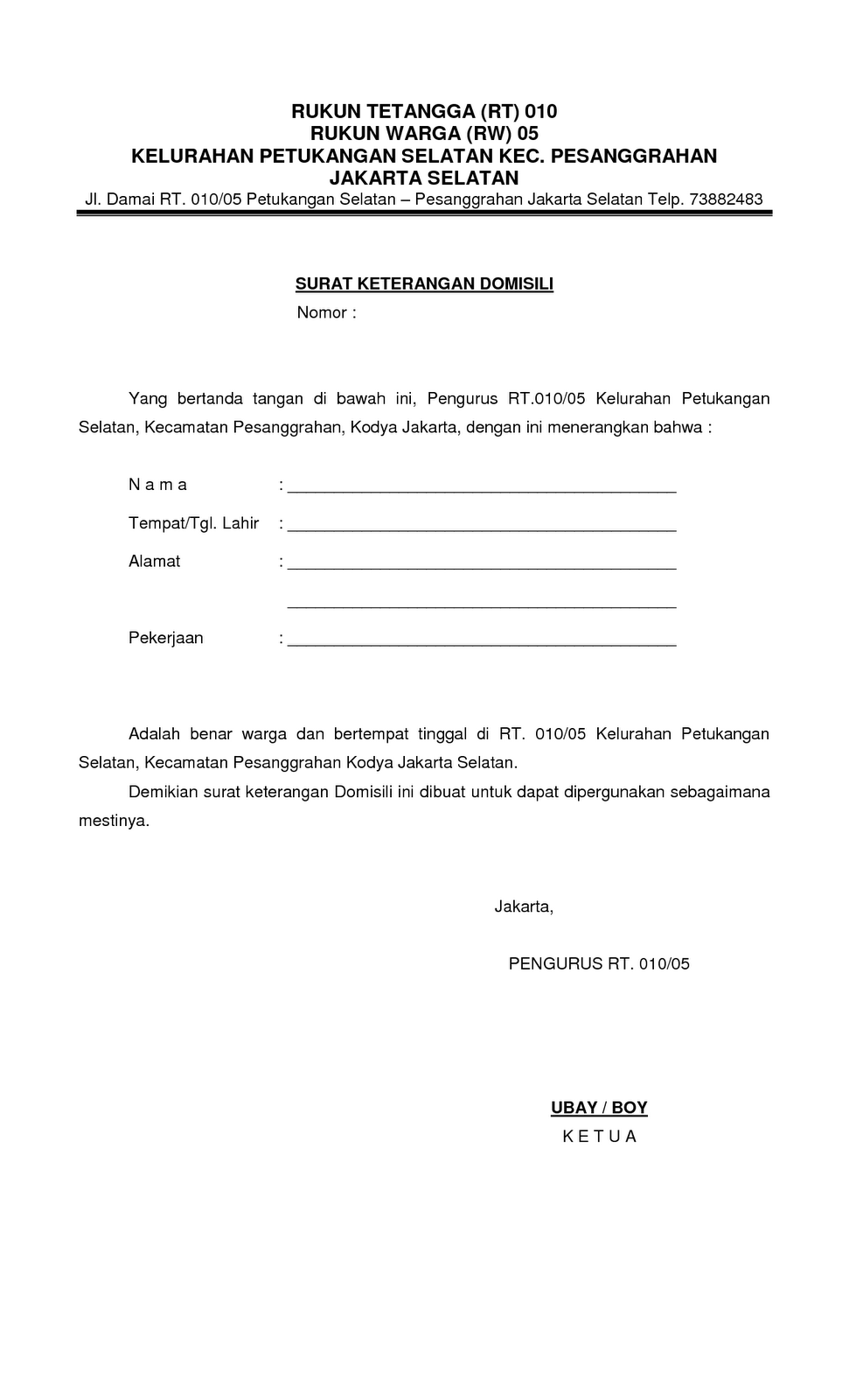 Detail Contoh Surat Izin Usaha Dari Rt Nomer 39