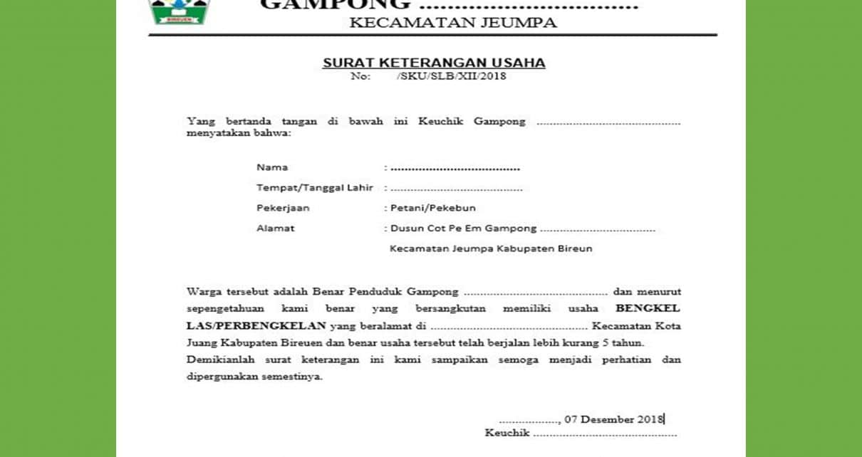 Detail Contoh Surat Izin Usaha Mikro Nomer 23