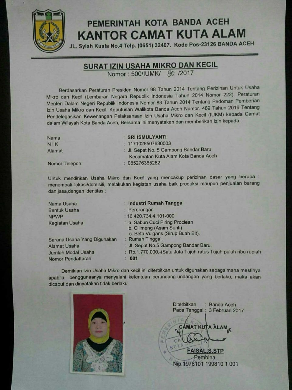 Detail Contoh Surat Izin Usaha Mikro Nomer 29