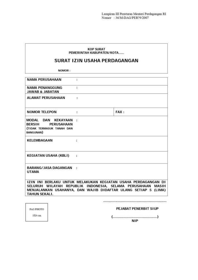 Detail Contoh Surat Izin Usaha Perdagangan Siup Nomer 29