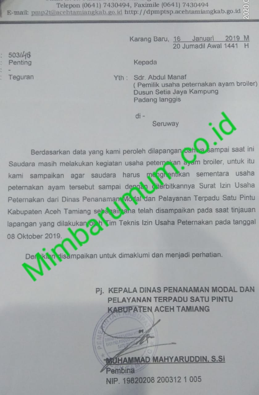 Detail Contoh Surat Izin Usaha Peternakan Ayam Nomer 5