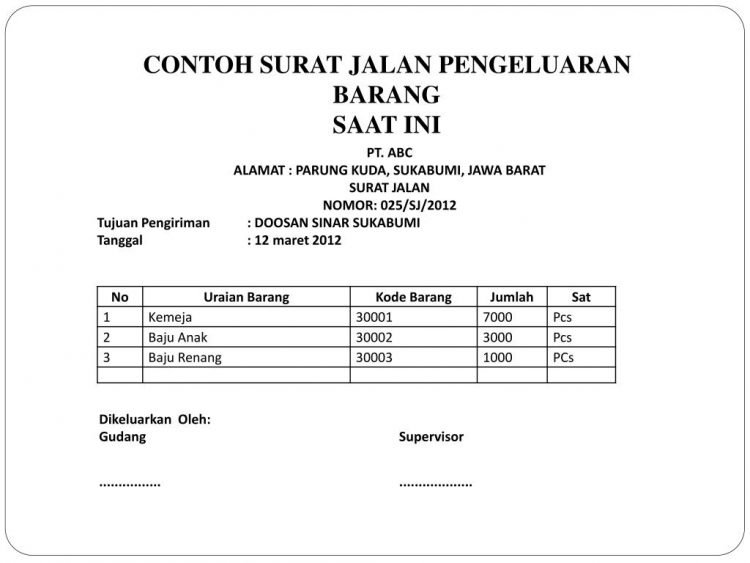 Detail Contoh Surat Jalan Barang Nomer 6