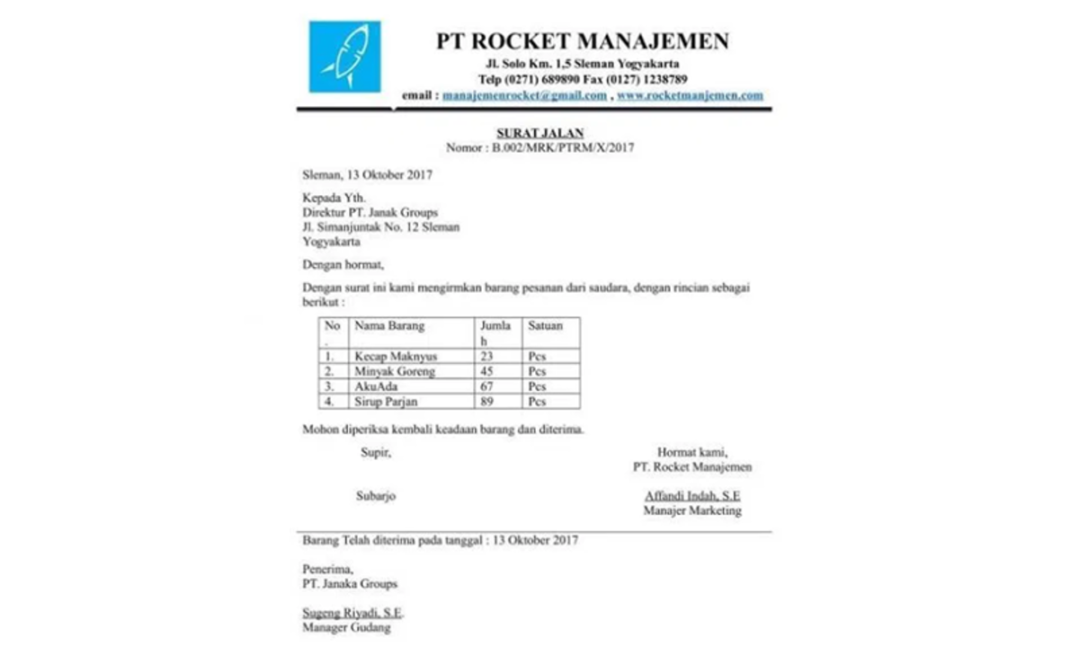 Detail Contoh Surat Jalan Dari Perusahaan Nomer 7