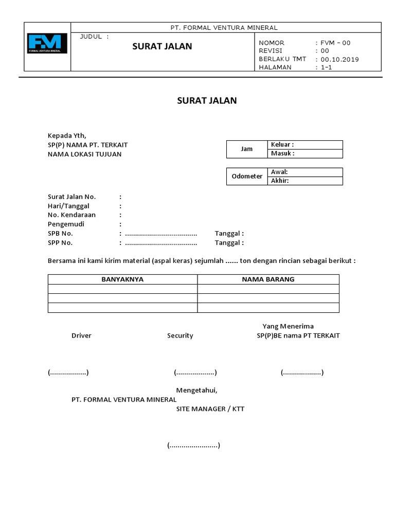 Detail Contoh Surat Jalan Material Nomer 49