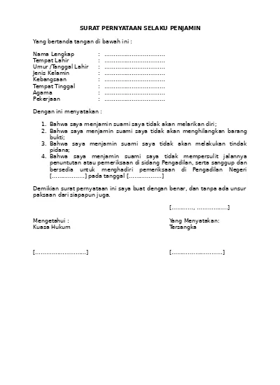 Contoh Surat Jaminan - KibrisPDR