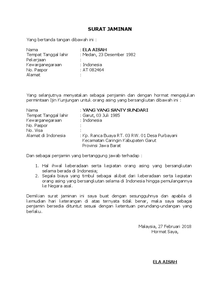 Detail Contoh Surat Jaminan Nomer 7