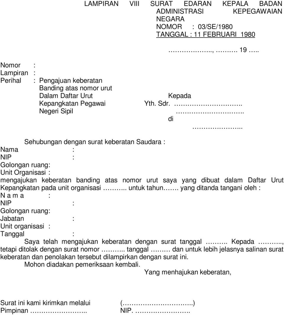 Detail Contoh Surat Keberatan Hukuman Disiplin Pns Nomer 18