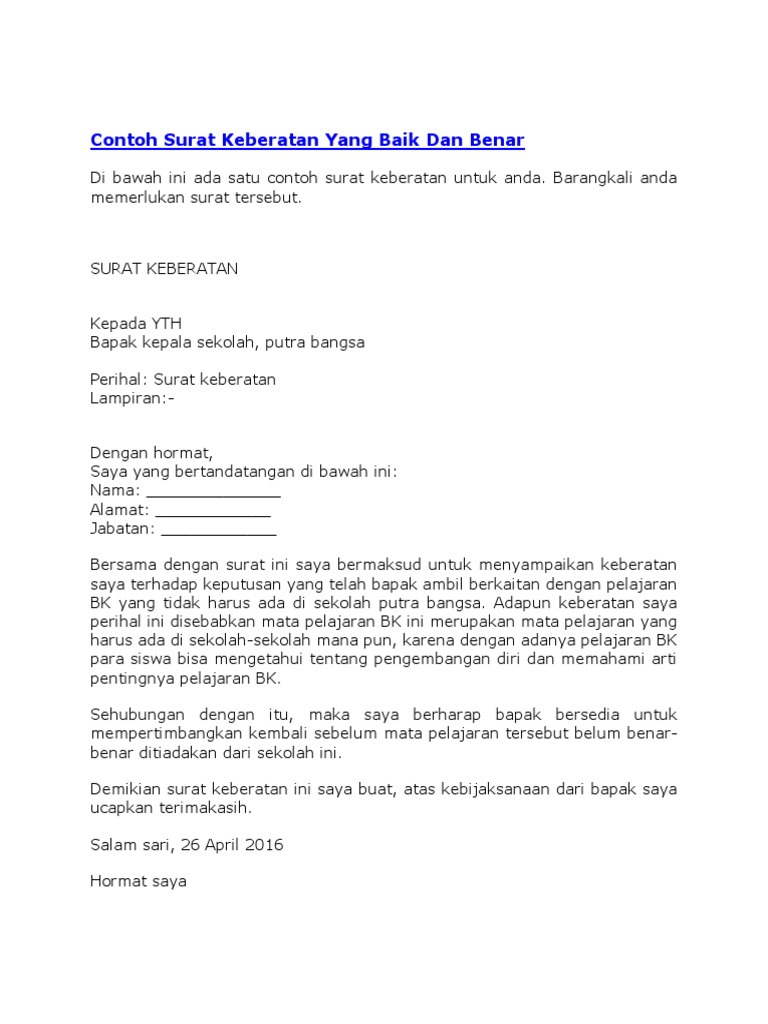 Contoh Surat Keberatan Masyarakat - KibrisPDR