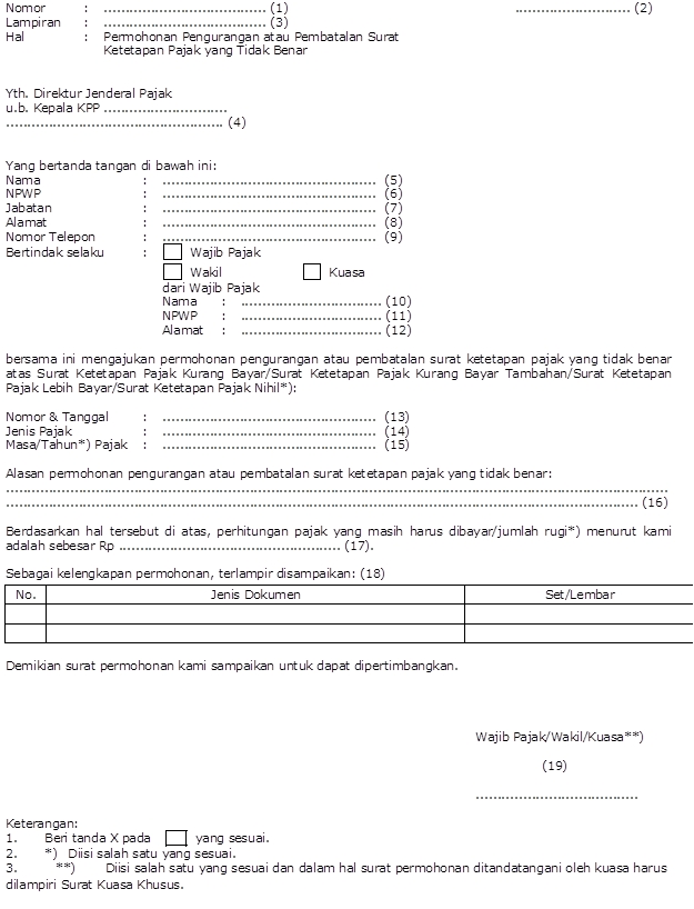 Detail Contoh Surat Keberatan Pajak Nomer 18