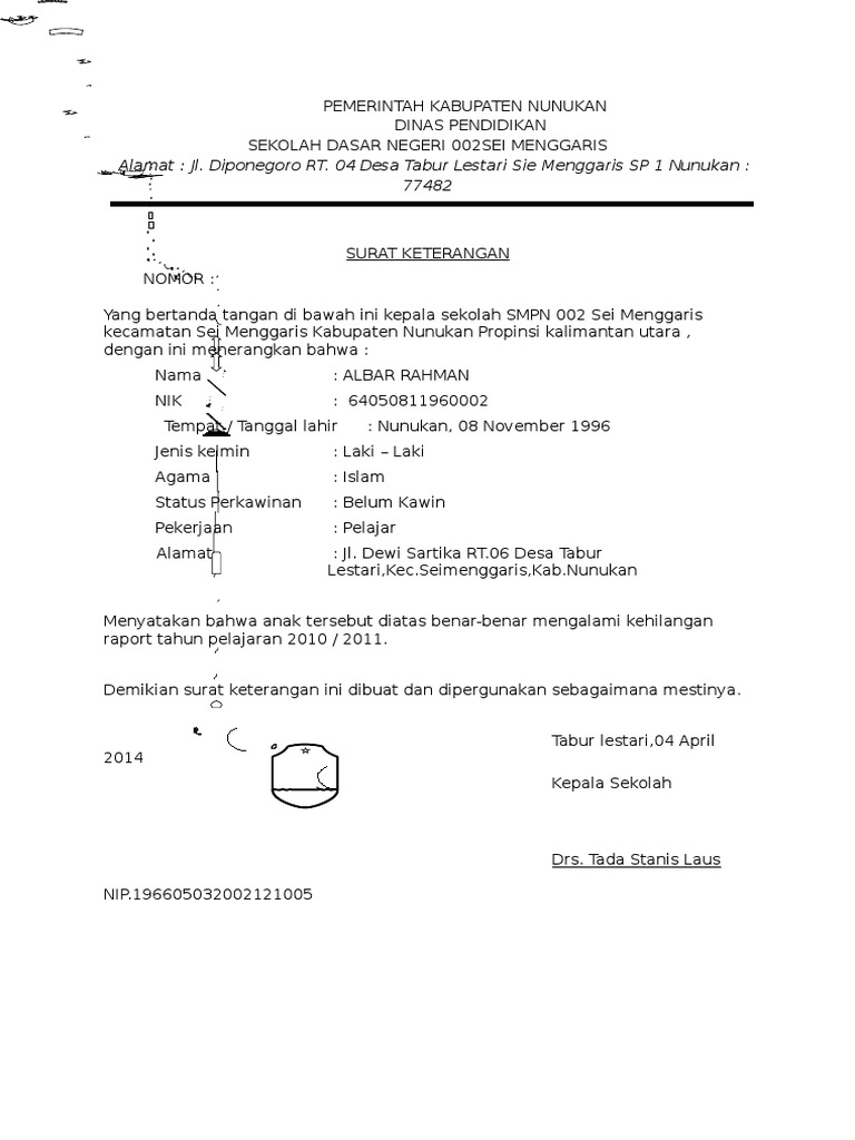 Detail Contoh Surat Kehilangan Nomer 48