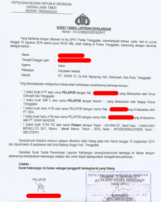 Detail Contoh Surat Kehilangan Atm Nomer 21