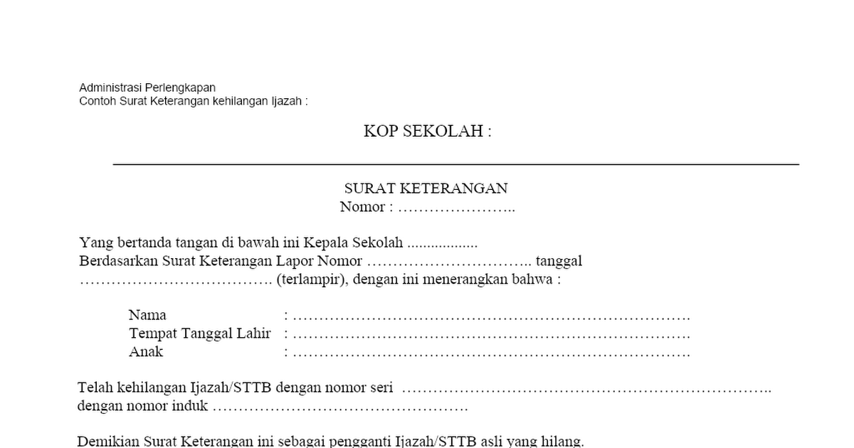 Detail Contoh Surat Kehilangan Ijazah Nomer 45