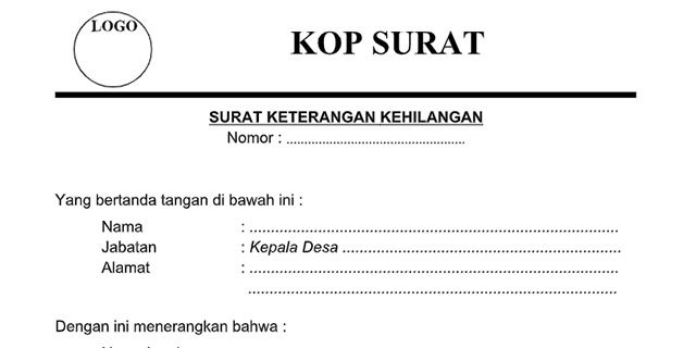 Detail Contoh Surat Kehilangan Kartu Nomer 28