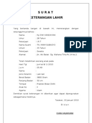 Detail Contoh Surat Kelahiran Dari Bidan Nomer 12