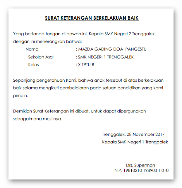 Detail Contoh Surat Kelakuan Baik Nomer 9