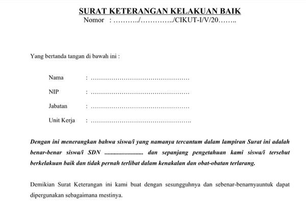 Detail Contoh Surat Kelakuan Baik Dari Sekolah Sd Nomer 21