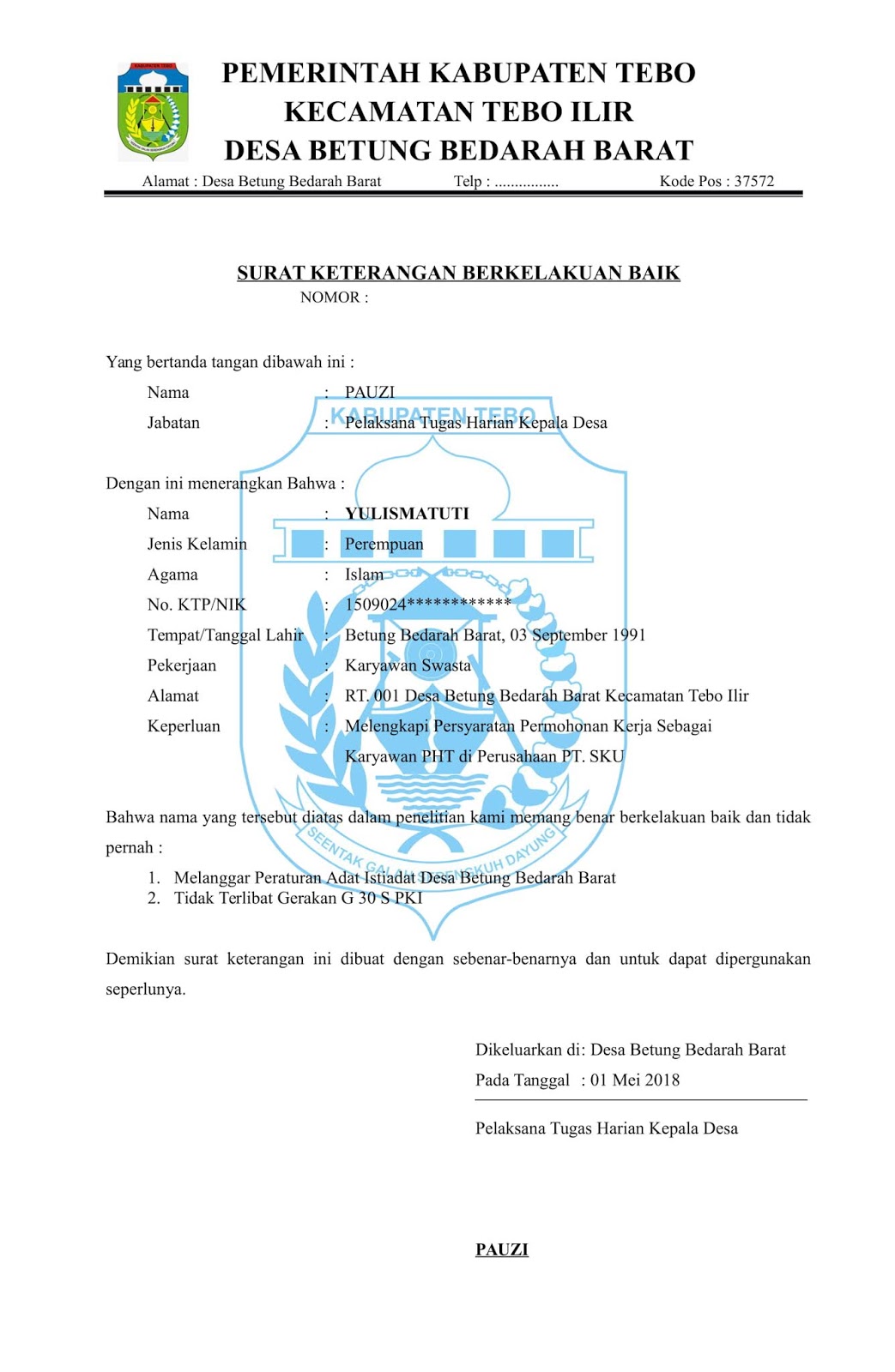 Detail Contoh Surat Kelakuan Baik Dari Sekolah Sd Nomer 54