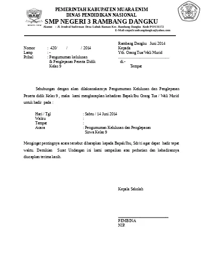Detail Contoh Surat Kelulusan Sd Nomer 52