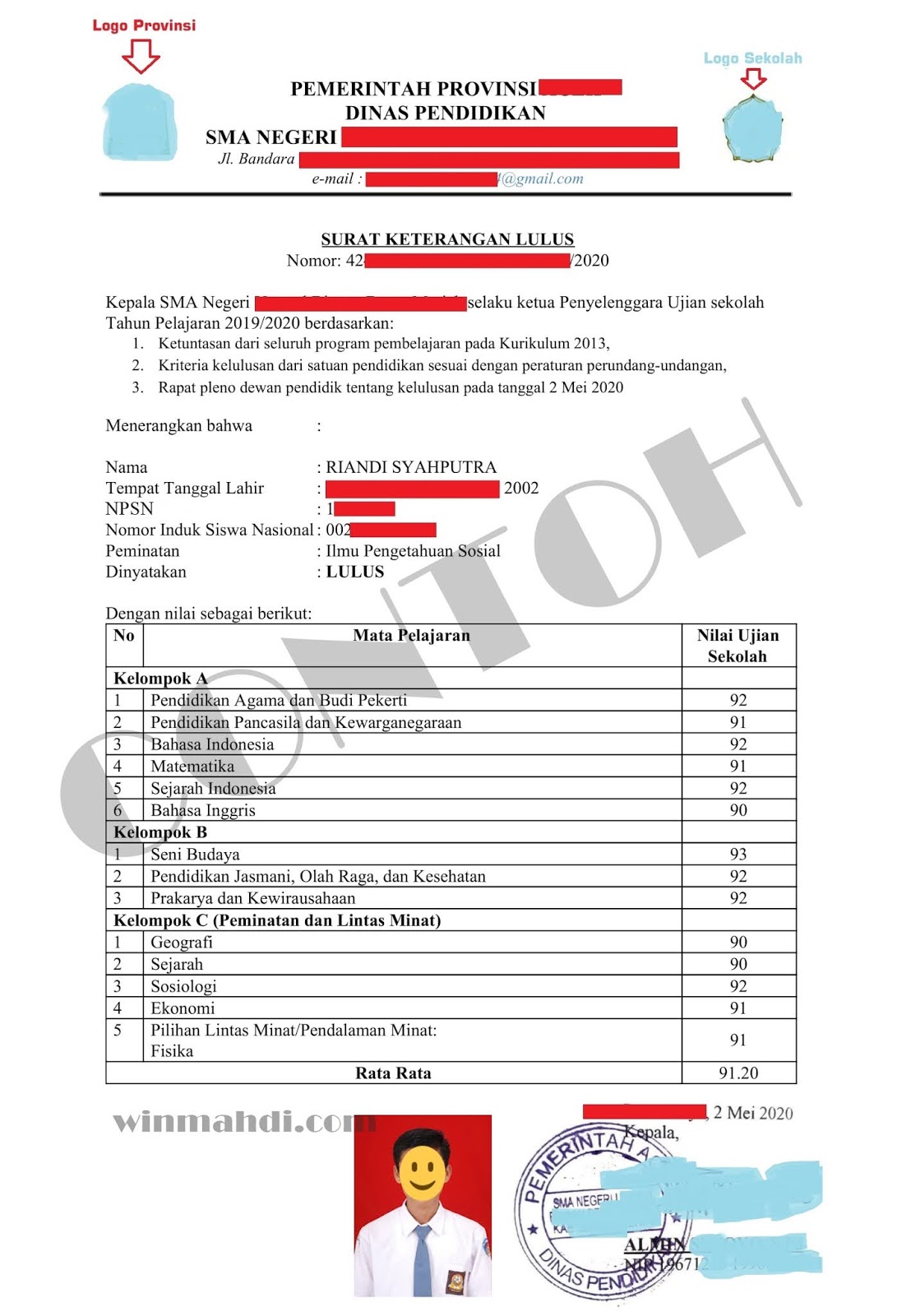 Detail Contoh Surat Kelulusan Smk Nomer 53