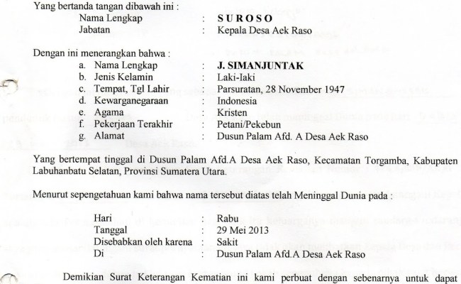 Detail Contoh Surat Kematian Dari Kelurahan Doc Nomer 46