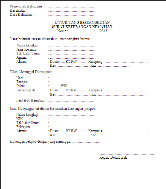 Detail Contoh Surat Kematian Dari Rt Nomer 14