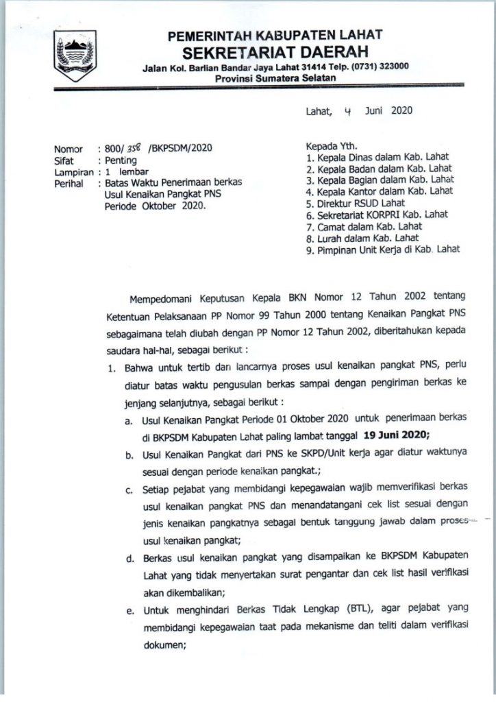 Detail Contoh Surat Kenaikan Pangkat Nomer 18