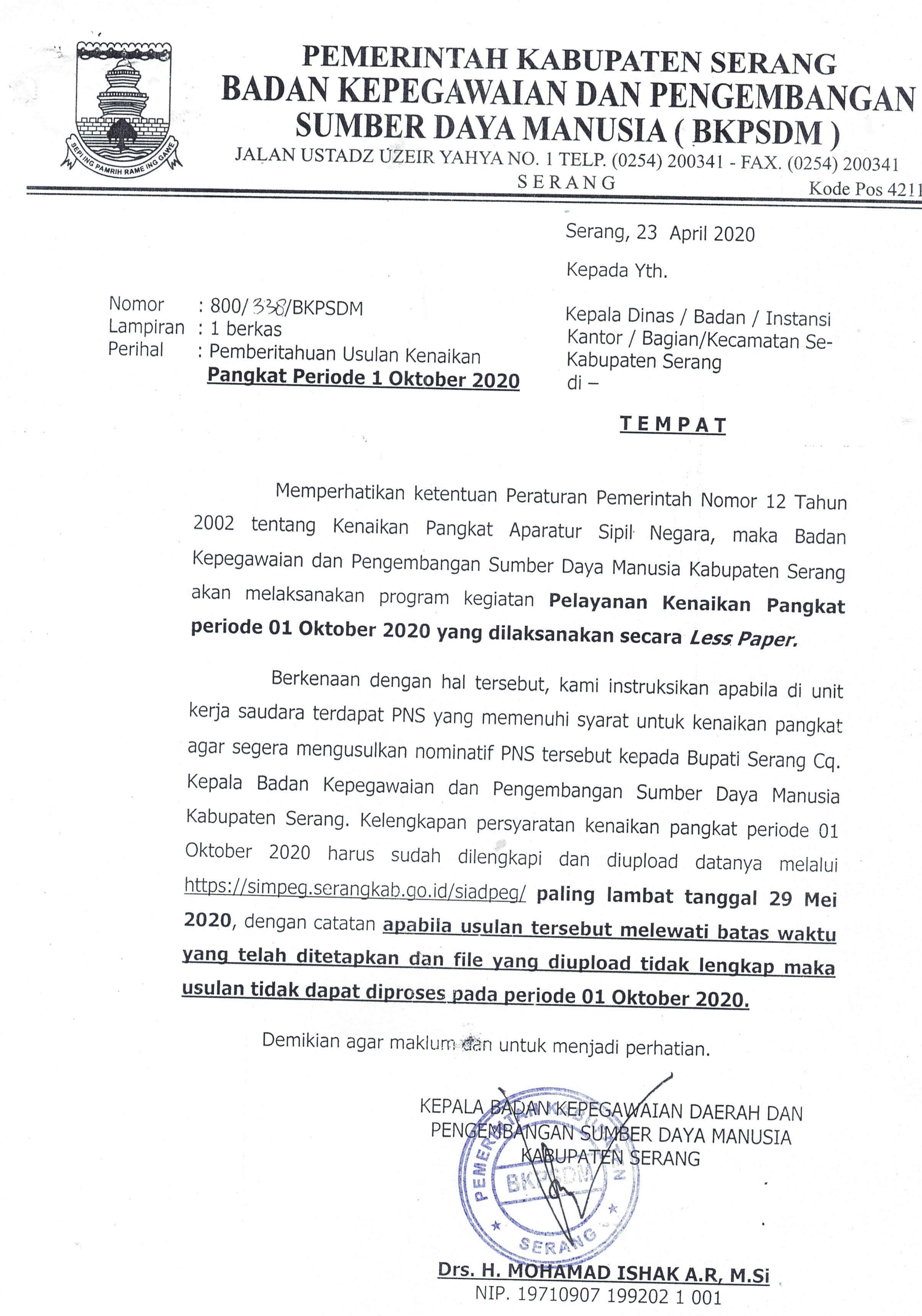 Detail Contoh Surat Kenaikan Pangkat Nomer 3