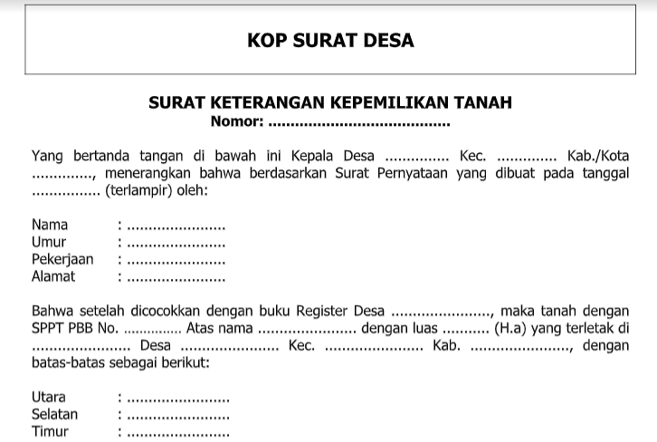 Detail Contoh Surat Kepemilikan Harta Nomer 24