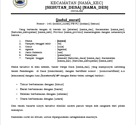 Detail Contoh Surat Kepemilikan Tanah Nomer 13