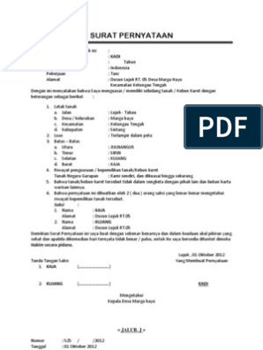 Detail Contoh Surat Kepemilikan Tanah Yang Sah Nomer 4