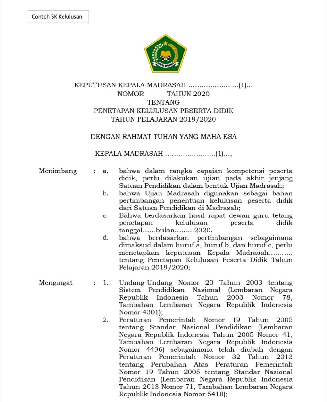 Detail Contoh Surat Keputusan Kelulusan Sd Nomer 9