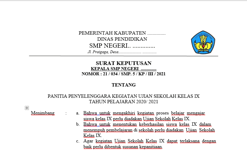 Detail Contoh Surat Keputusan Kepala Sekolah Nomer 10