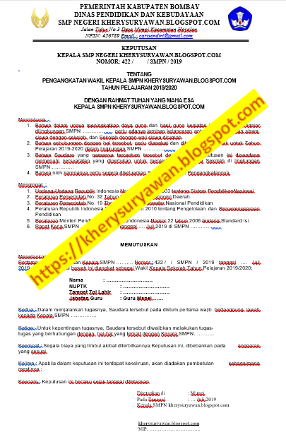 Detail Contoh Surat Keputusan Kepala Sekolah Nomer 40