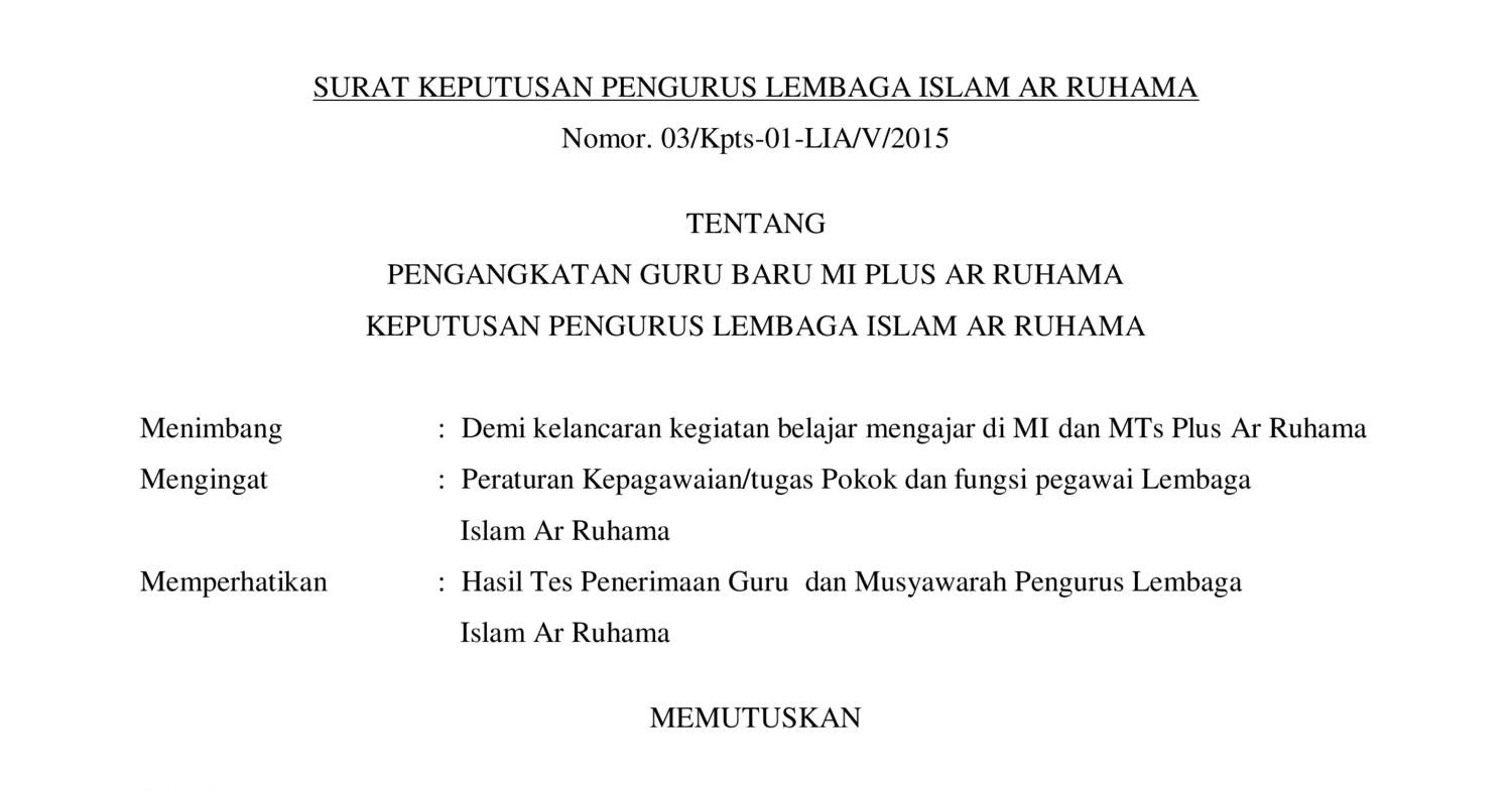 Detail Contoh Surat Keputusan Organisasi Nomer 48