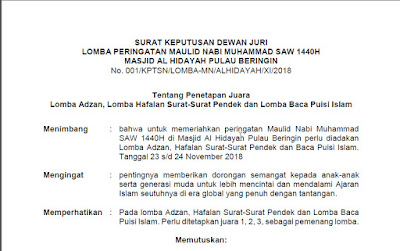 Detail Contoh Surat Keputusan Penetapan Pemenang Lomba Nomer 13