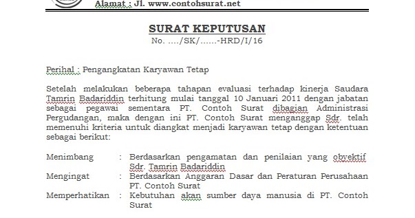 Detail Contoh Surat Keputusan Pengangkatan Jabatan Nomer 39