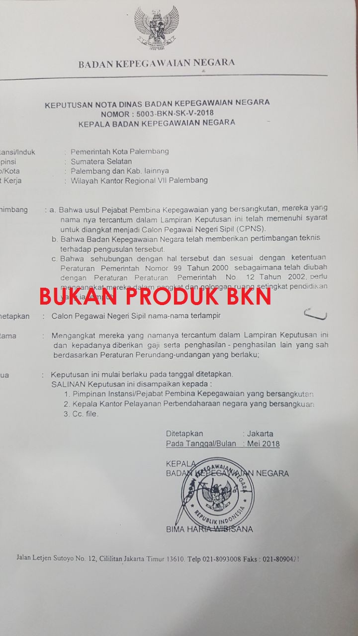 Detail Contoh Surat Keputusan Pengangkatan Pegawai Negeri Sipil Nomer 24