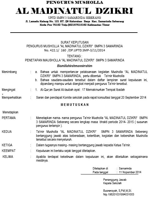 Detail Contoh Surat Keputusan Pengangkatan Pengurus Yayasan Nomer 30