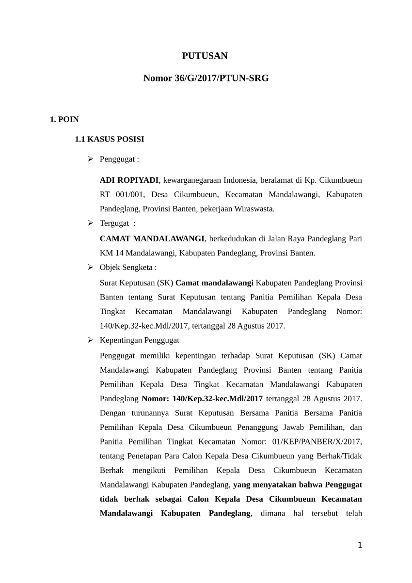 Detail Contoh Surat Keputusan Tata Usaha Negara Nomer 18
