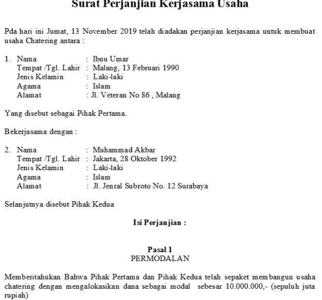 Detail Contoh Surat Kerjasama Mou Nomer 54