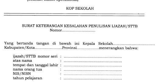 Detail Contoh Surat Kesalahan Penulisan Ijazah Nomer 45