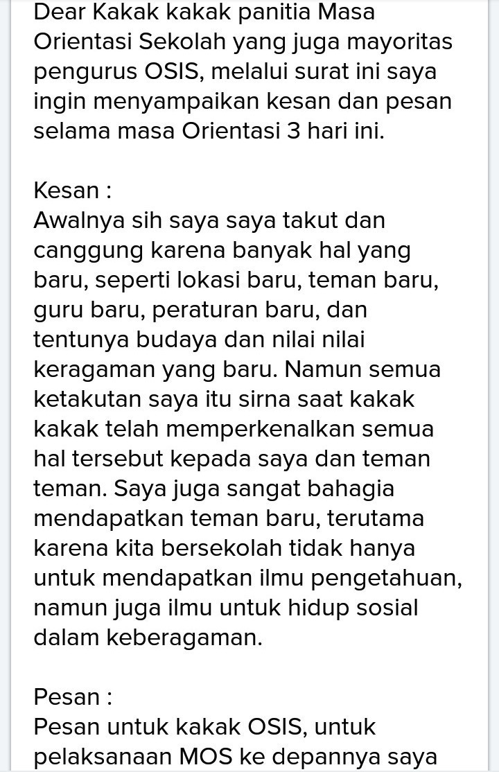 Contoh Surat Kesan Dan Pesan Untuk Kakak Osis - KibrisPDR