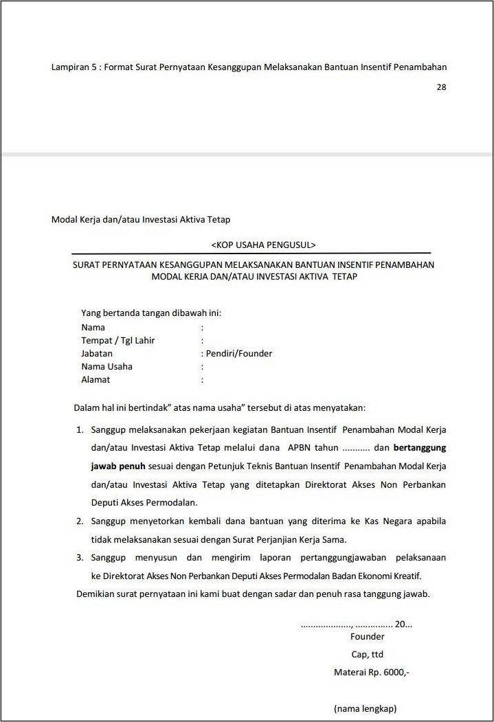 Detail contoh surat kesanggupan melaksanakan pekerjaan proyek koleksi