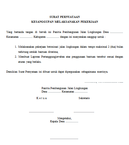 Detail Contoh Surat Kesanggupan Menyelesaikan Pekerjaan Nomer 14