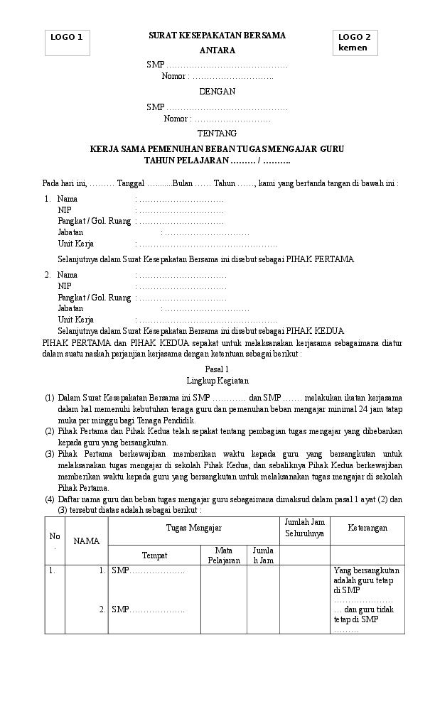 Detail Contoh Surat Kesepakatan Bersama Antara Perusahaan Dengan Karyawan Nomer 12