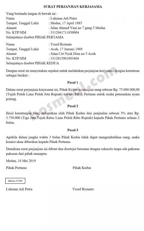 Detail Contoh Surat Kesepakatan Bersama Antara Perusahaan Dengan Karyawan Nomer 48