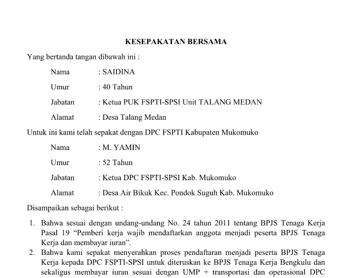 Detail Contoh Surat Kesepakatan Bersama Tentang Tanah Nomer 14