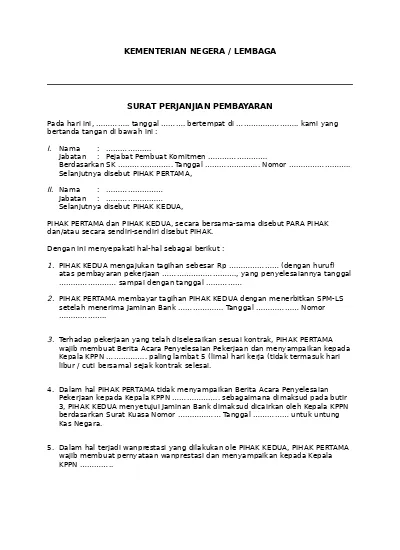 Detail Contoh Surat Kesepakatan Pembayaran Nomer 39