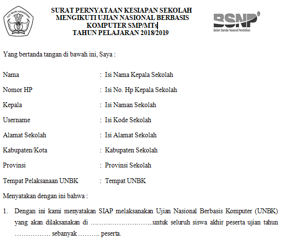 Download Contoh Surat Kesiapan Unbk Nomer 54